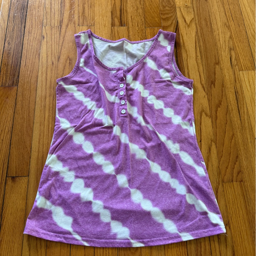 Purple and White Tie-Dye Tank Top